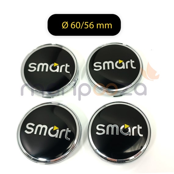 4x Radnabendeckel für Smart Ø 60/56mm Logo schwarz silber GR - .de