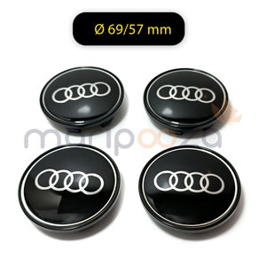 4x Cache Moyeux Centre Roue Ø60mm Audi Logo Noir Rouge NR