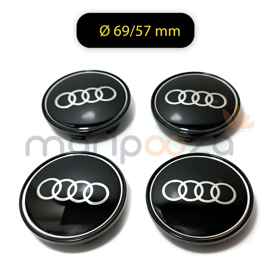 4x Centres de Roue Gris / Chromé 68mm Diamétre Emblème Audi Cache Moyeu De  Roue.