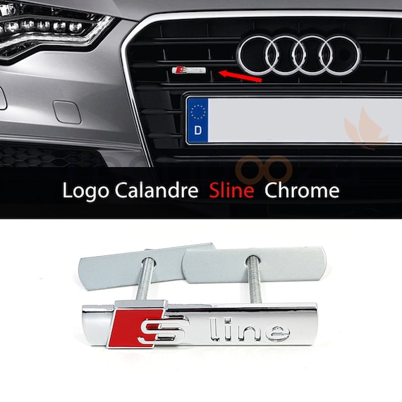 Chrome Front Grille Sline Logo Emblem 87x20mm for Audi -  Denmark