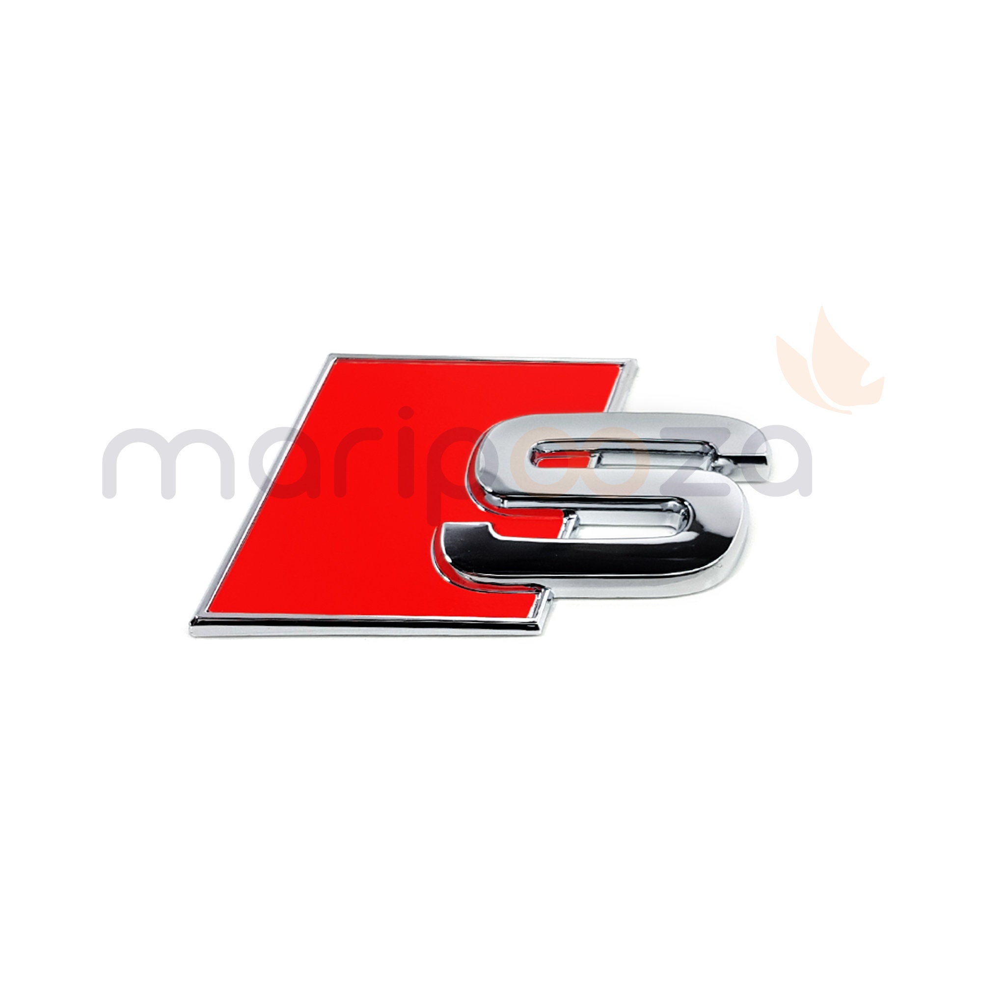 Audi Sline Logo Emblem Rear Trunk Wings Red Black 80x30 MM 