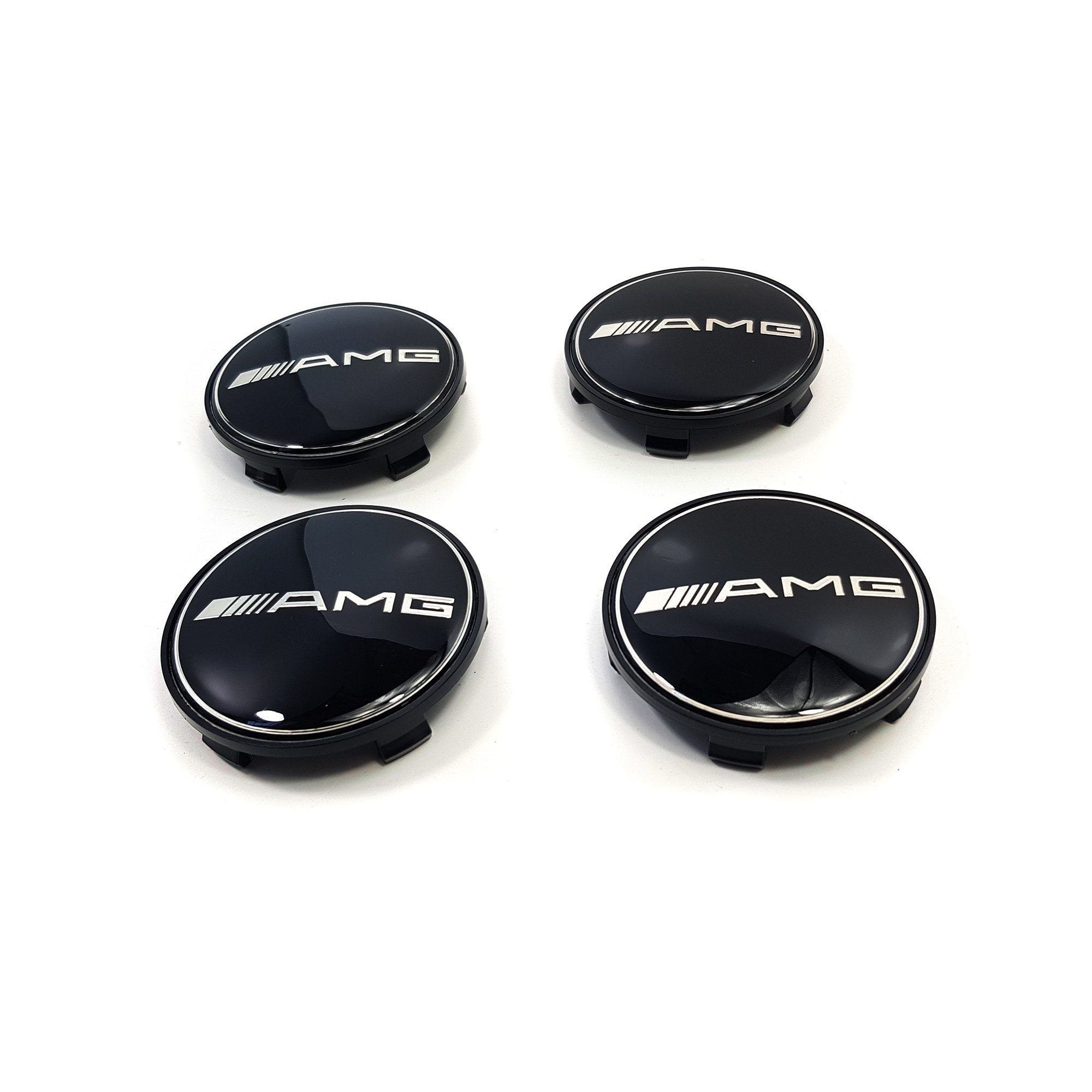 Lot de 4 Cache Moyeu Noir Brillant 75mm Pour Mercedes Logo Emblème Jante  Centre De Roue - Équipement auto