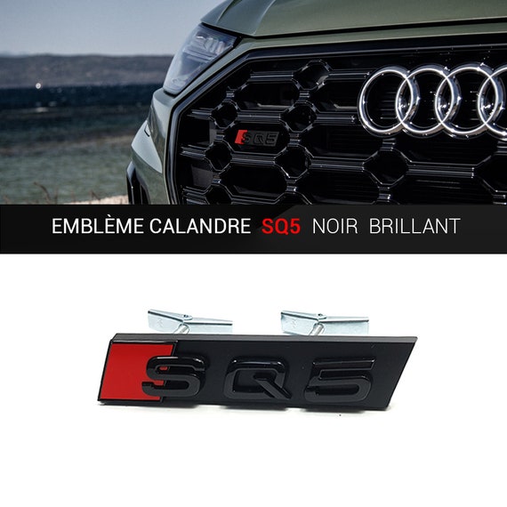 Logo pour Audi A3 A6 Q3 Q5 S Noir Brillant d'anneaux Insigne de calandre  Emblème