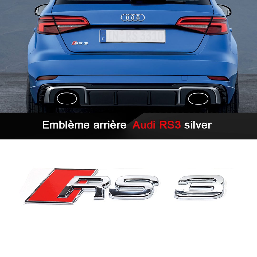 Emblème logo Audi S Sline arrière coffre Noir brillant Rouge 65x35 MM -   France