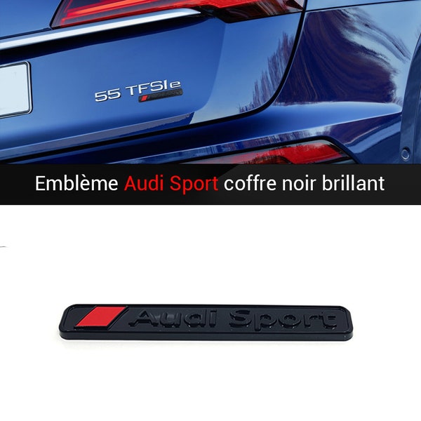Emblème Logo Audi Sport Arrière Coffre Ailes Noir Brillant 95x13 MM Pour Audi