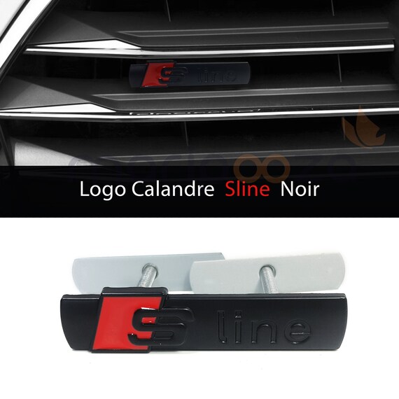 Sline Front Grille Logo Emblem Black 87x20 MM for Audi 
