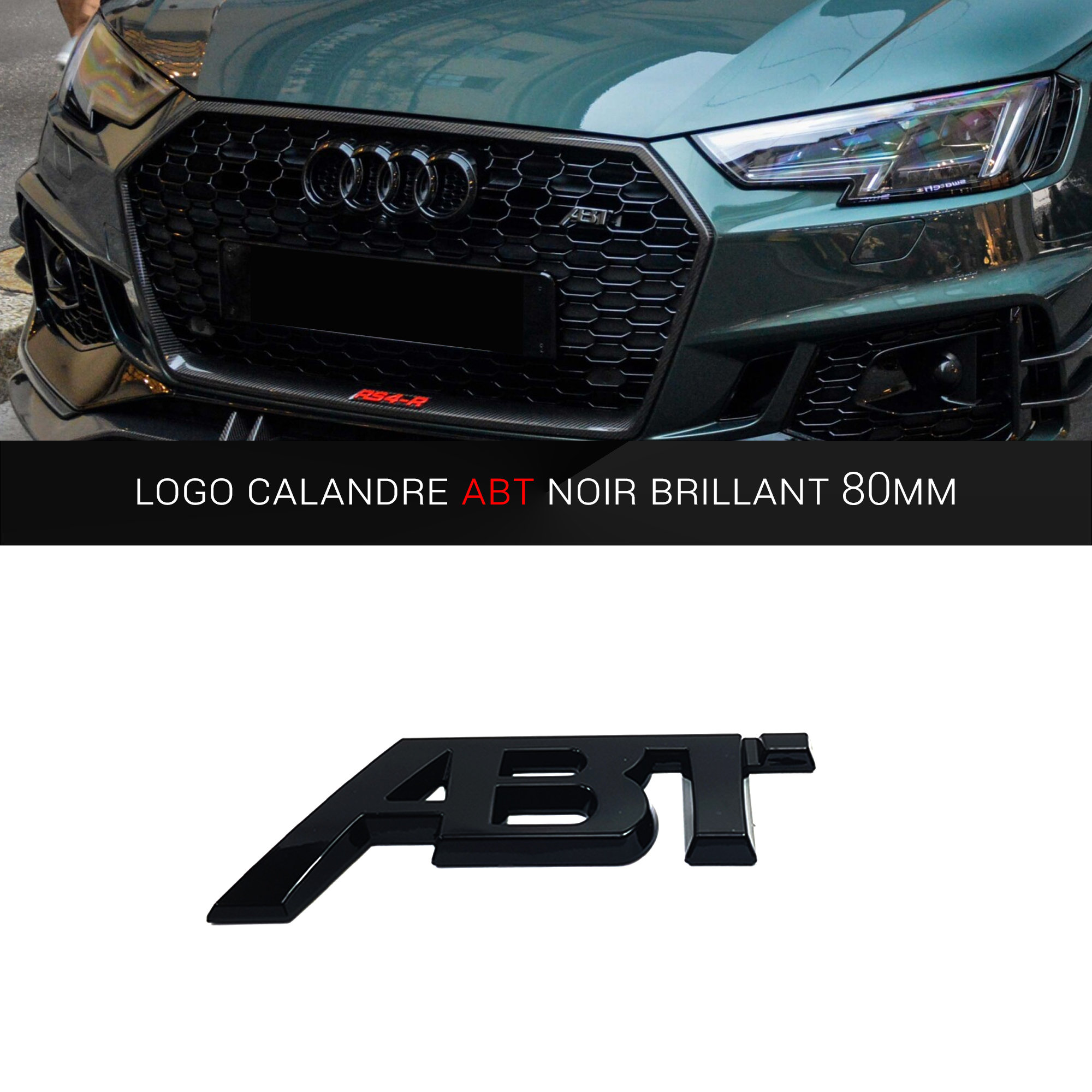 ABT Logo Emblem Grille Gloss Black 80x38 MM 