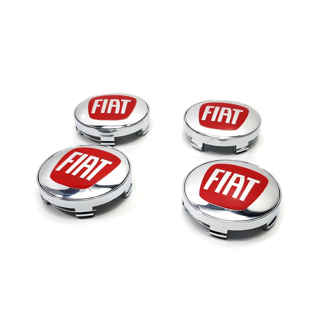Jeu De 4 Enjoliveurs De Moyeu (badges) 60/56mm Pour Fiat Abarth - Blanc Et Noir