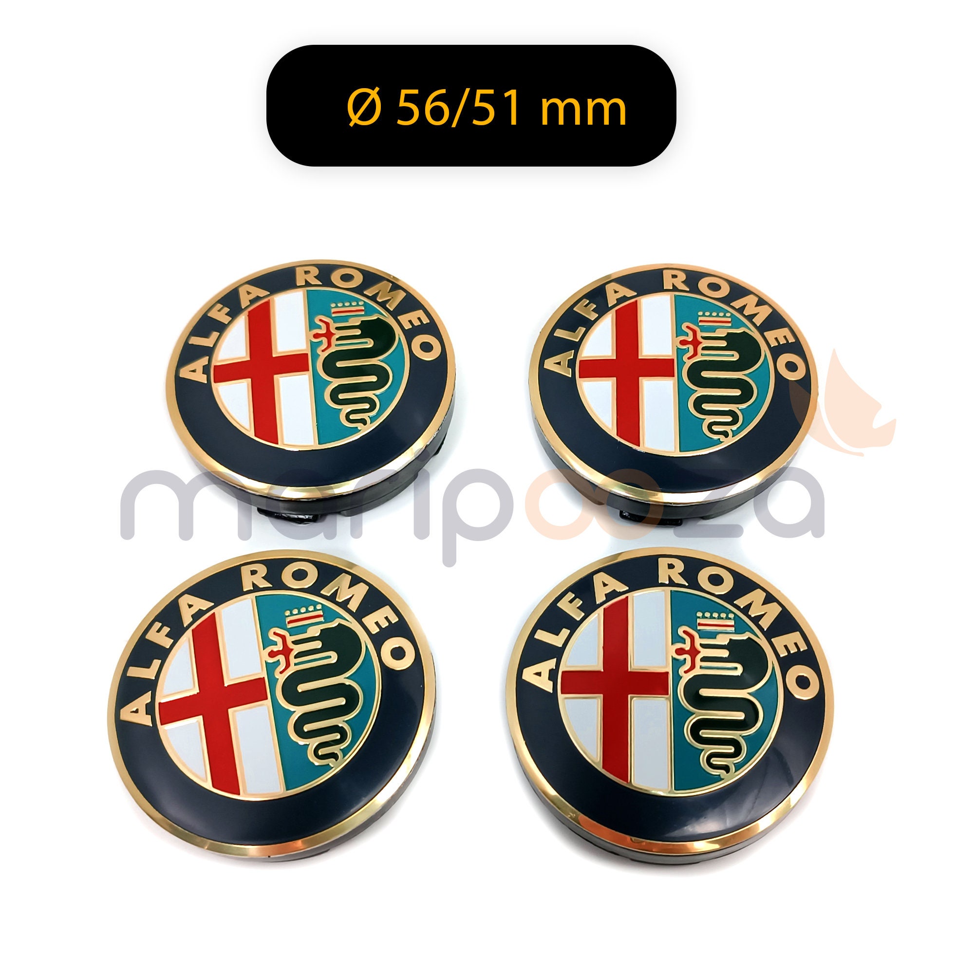 4x Cache Moyeu Centre Roue Pour Alfa Romeo Ø 56/51mm Badge Logo doré gold  NR -  France