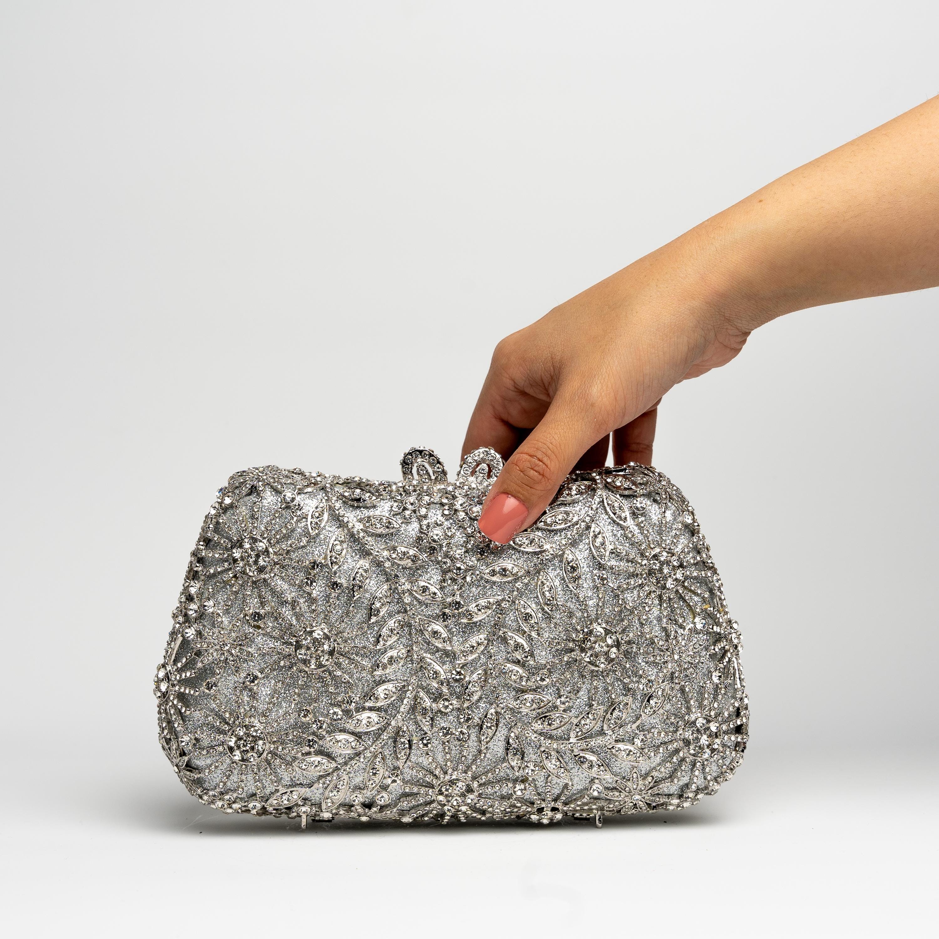 Gold Handmade Rhinestone Party Bag | Wedding and Engagement Clutch for Gold Handmade Rhinestone Party Bag | Wedding and Engagement Clutch for