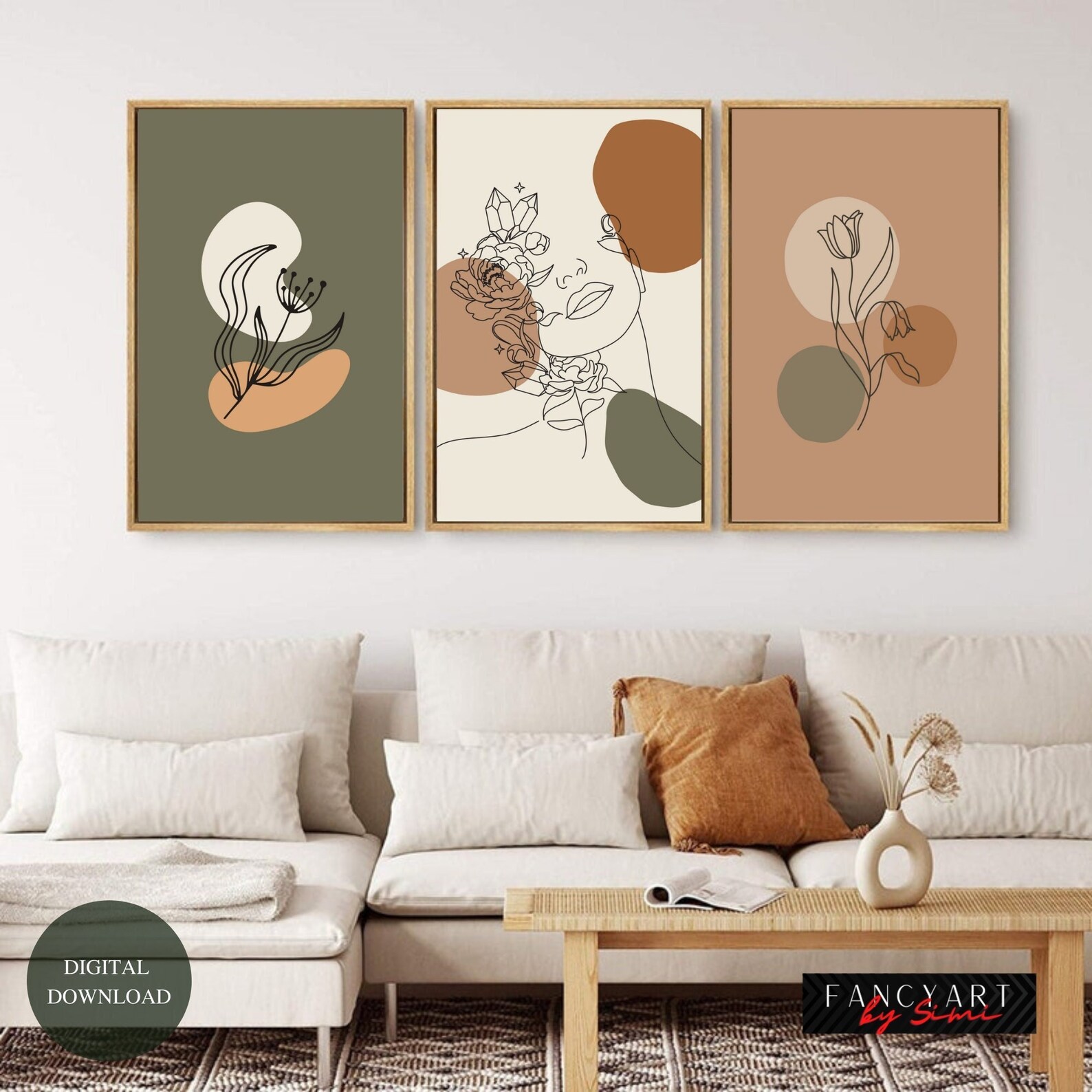 Wall Art Set of 3 Abstract Boho Art Set of 3 Prints _boho - Etsy