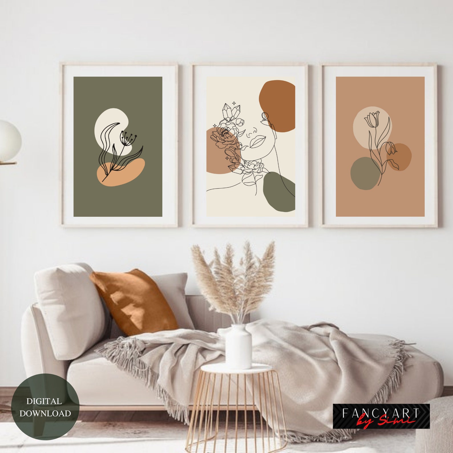 Wall Art Set of 3 Abstract Boho Art Set of 3 Prints _boho - Etsy