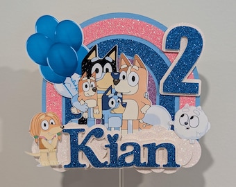Bluey Birthday Cake Topper: Personalized Heeler Theme Party Decoration