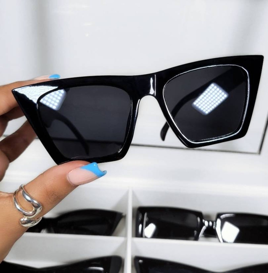 Modern Cateye Sunglasses Square Cateye Sunglasses Black Etsy