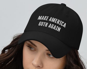 Goth Baseball Hat Funny Embroidered Cap Make America Goth Again Black Blue Green Gray Red Emo Hat Halloween Gift Idea