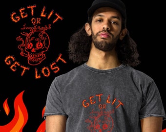 Skeleton Graphic T-Shirt: Funny Halloween 'Get Lit or Get Lost' Tee