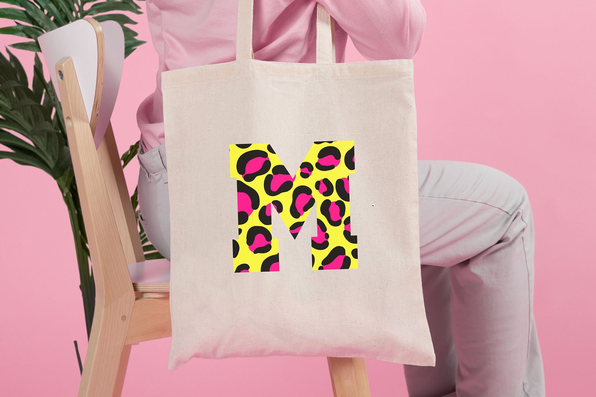 Neon pink cheap tote bag
