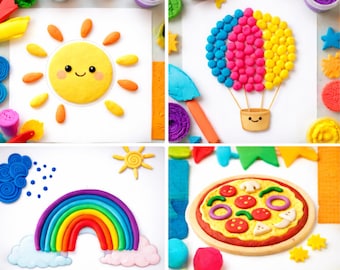 Play Dough Mats Printable for Toddlers | 16 Playdough Mats Digital Download | Montessori Preschool Activity | Homeschool Learning