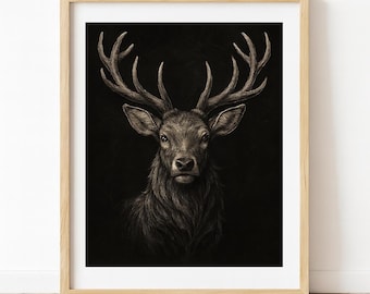 Deer Wall Art Printable | Stag Print | Forest Animal Decor | Hunting Art | Modern Farmhouse Wall Art | Vintage Chalkboard Animal Print
