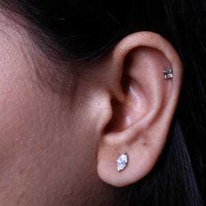 Marquise stud earrings with screw back Lab grown diamond earrings Iced out hip hop jewelry Luxury earrings set for men & women Graduate Gift