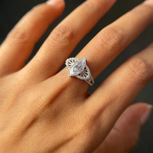 Sparkle with a Marquise Shaped Lab Grown Diamond Ring Ideal Gift for Her Perfect Women's Gift Promise Ring Solid Gold Propose Ring