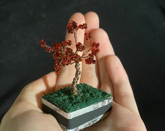 Small Red Beaded Bonsai Tree