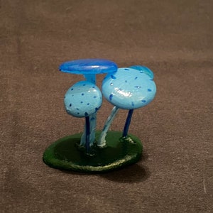 Blue handmade mushroom figurine