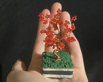 Small Copper Wire Pink Bonsai Tree