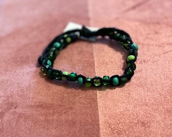 Pulsera de cuentas de vidrio verde