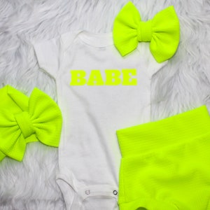 Neon Yellow Bummy and Bow Shirt, Unisex, Gender Neutral, Personalized Shirt, Custom Bummy, Baby shower gift,