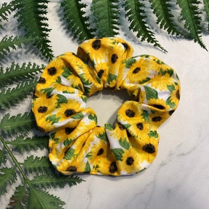 Handmade Sunflower Cotton Scrunchie