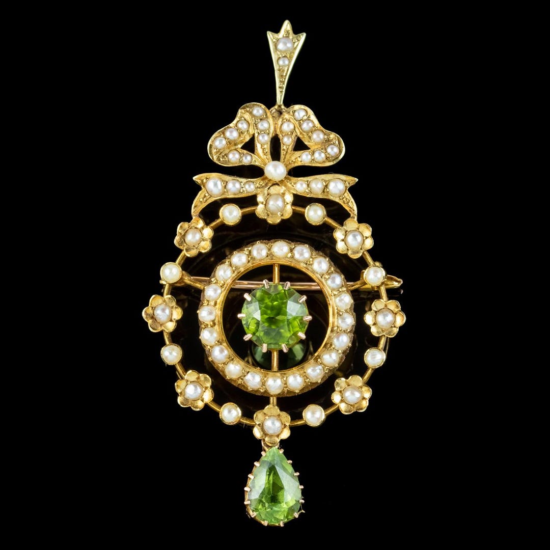 An Edwardian Peridot and Pearl pendant