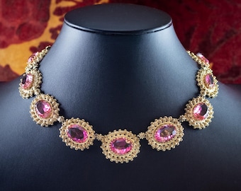 Antique Victorian Pink Paste Collar Necklace