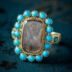 Antique Georgian Turquoise Mourning Ring Dated 1795