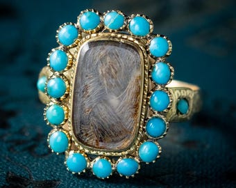 Antique Georgian Turquoise Mourning Ring Dated 1795