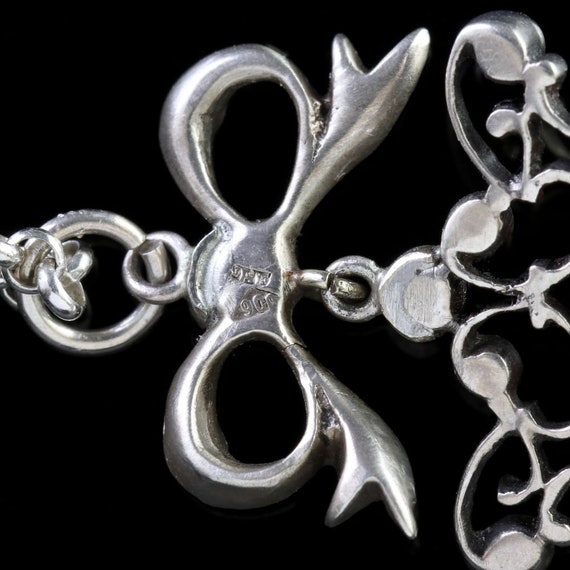 Antique Victorian Paste Pendant Necklace Silver - image 7