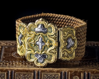 Antique Georgian Hair Bracelet Gold Silver Clasp