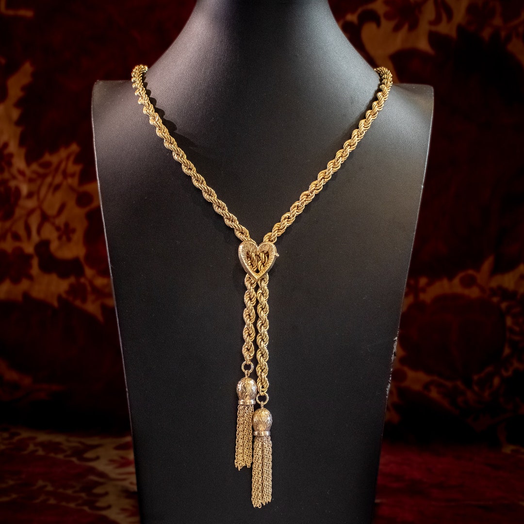 ■VINTAGE HOLLYWOOD■ Heart Long Chain Necklace VH2313NE009B Chanel Vintage CC Heart Pendant Long Necklace Metal Gold 6156463