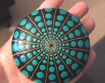 Jade Green Mandala Stone Art, Plaster Cast Design