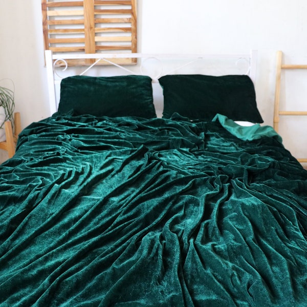 Green Velvet Duvet Cover Etsy