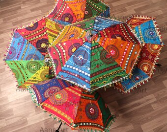 Beautiful Wholesale Lots Indian Umbrellas Parasol Decorative Sun Umbrella Wedding Parasols Vintage Decor Handmade Embroidered Traditional