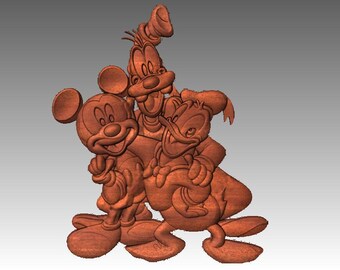 Mickey and Friends, Donald Duck, Goofy, Disney, Vectric CNC Digital Files, CNC 3d Carving