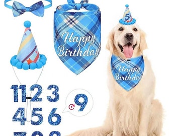 Pet Birthday Party Dog Cat Pet Birthday Party Supplies Hooded Collar Digital Plaid Triangle Slipper Towel