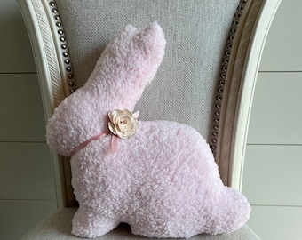 Pink Sherpa Bunny Pillow: Nursery Easter Decor