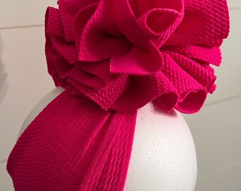 Oversized Messy Baby Headband: Pink Layered Bow Head Wrap