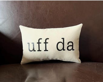 Uff Da Pillow, Small Norwegian Pillow cushion, Conversation Starter