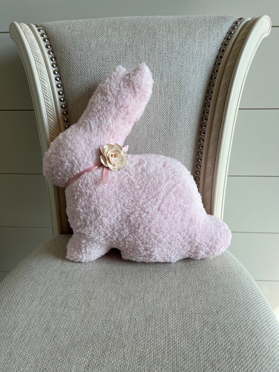 Pink Sherpa Bunny Pillow: Nursery Easter Decor