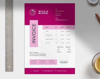 Editable Flower Shop Invoice Template | Canva Digital Download | Printable Business Invoice Design