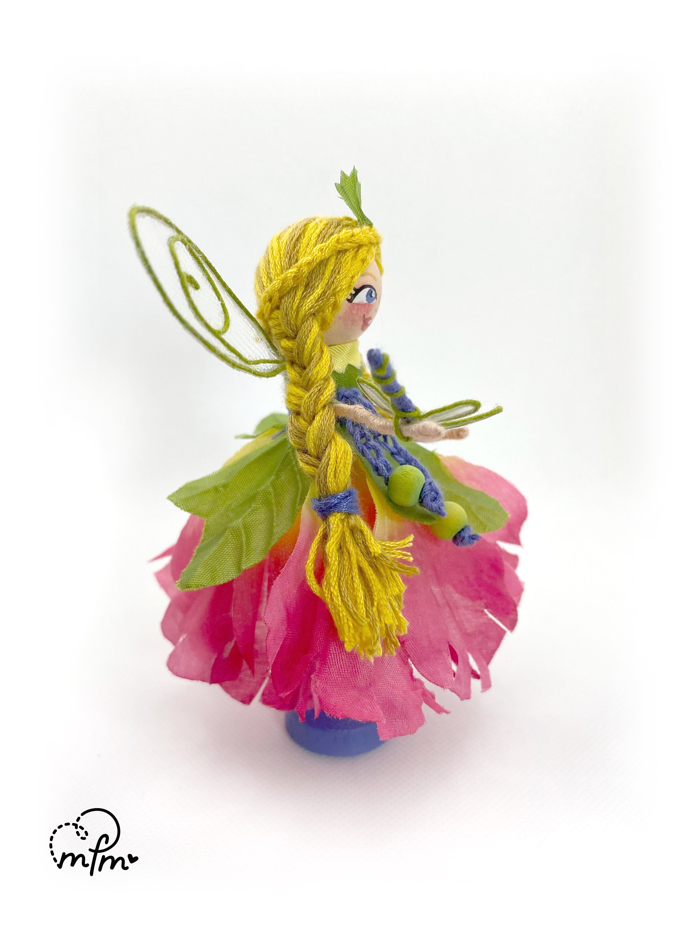 Summer Fairy Clothespin Doll, Summer Decor, Hand Painted Fairy Doll