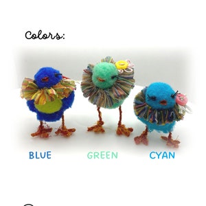 Pom Pom Chick with Wire Legs, Easter Decor, Cotton Chick Shelf Sitter, Pastel Easter Chick, Spring Decor, Chicken Decorations